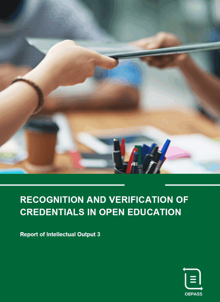 Cover image - OEPASS - Recognition and verification of credentials in open education, Report of Intellectual Output 3