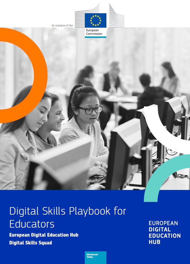 Front cover, Digital Skills playbook for educators with practical teaching strategies and resources for developing digital skills in European education.