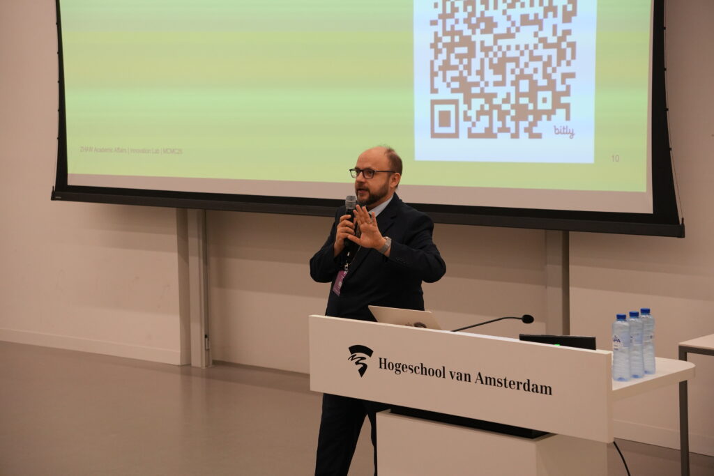 Thomas Korner, Head of Innovation Lab for Academic Affairs and lecturer at the Zurich University of Applied Sciences (ZHAW ) presenting Micro-Credentials Beyond Pilots: What Holds Up in Practice